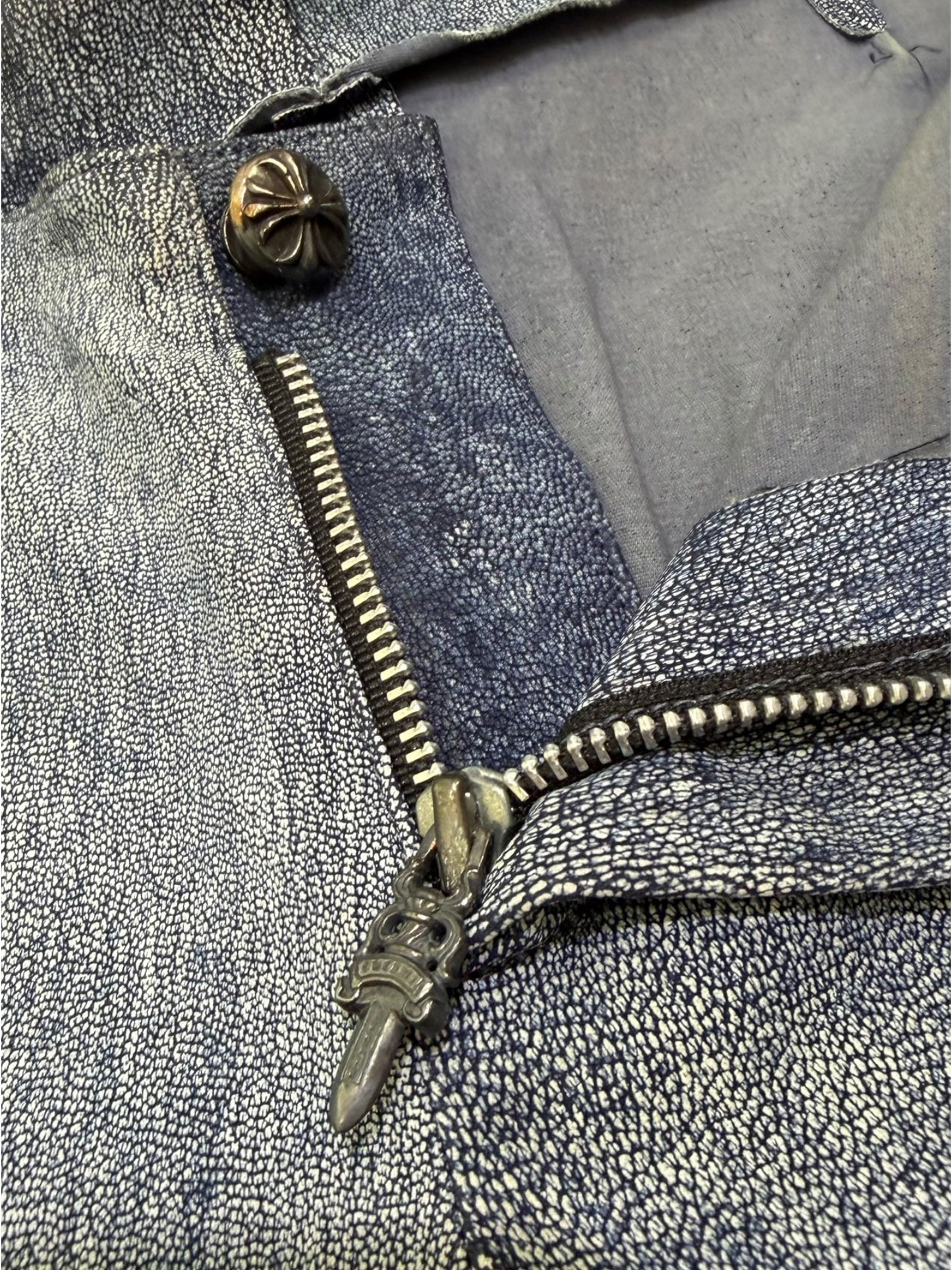 Chrome Hearts Blue Leather Pants