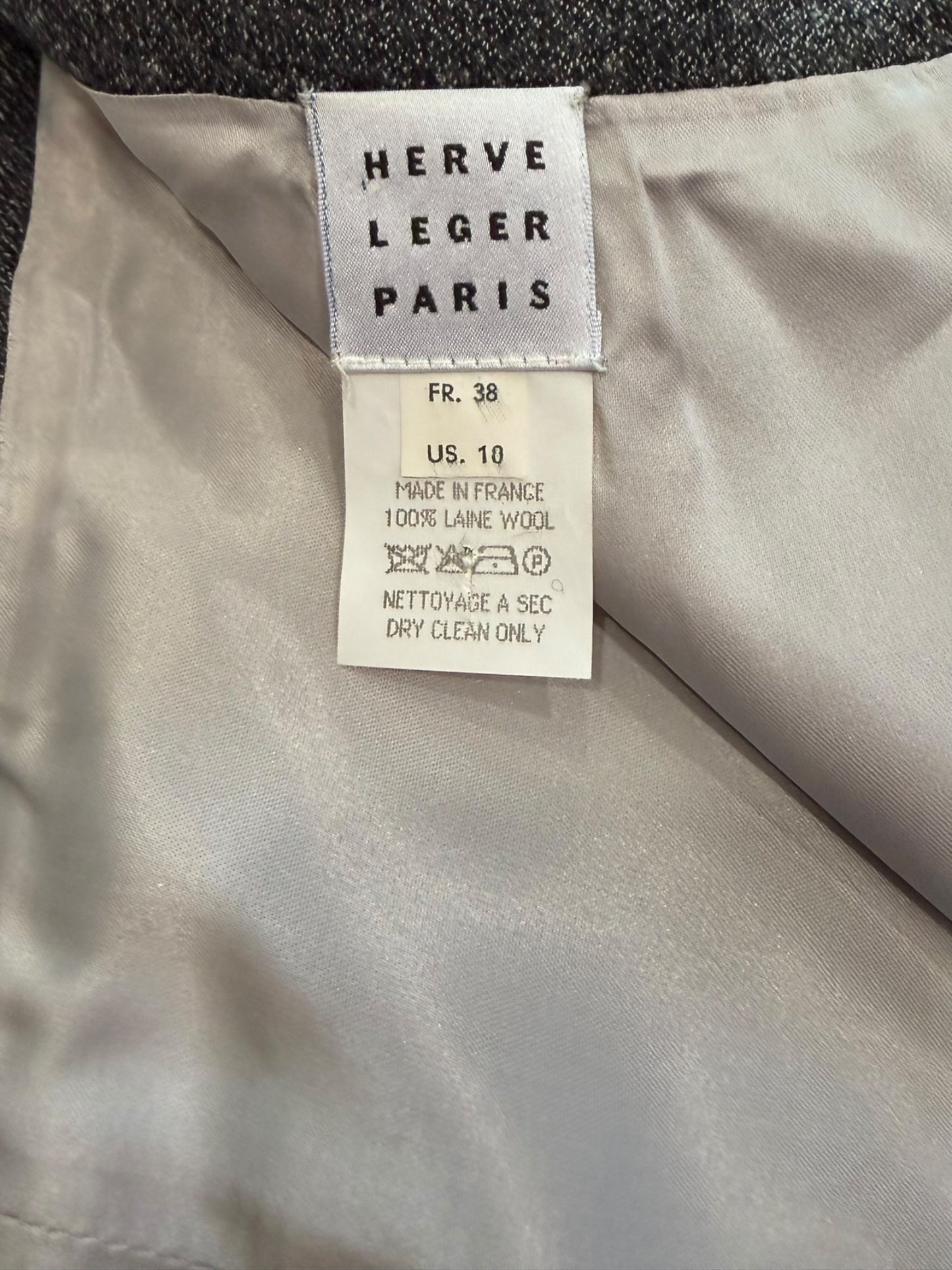 Hervé Léger Tailored Wool Jacket and Skirt Suit – Made in France – FR 38 / US 10