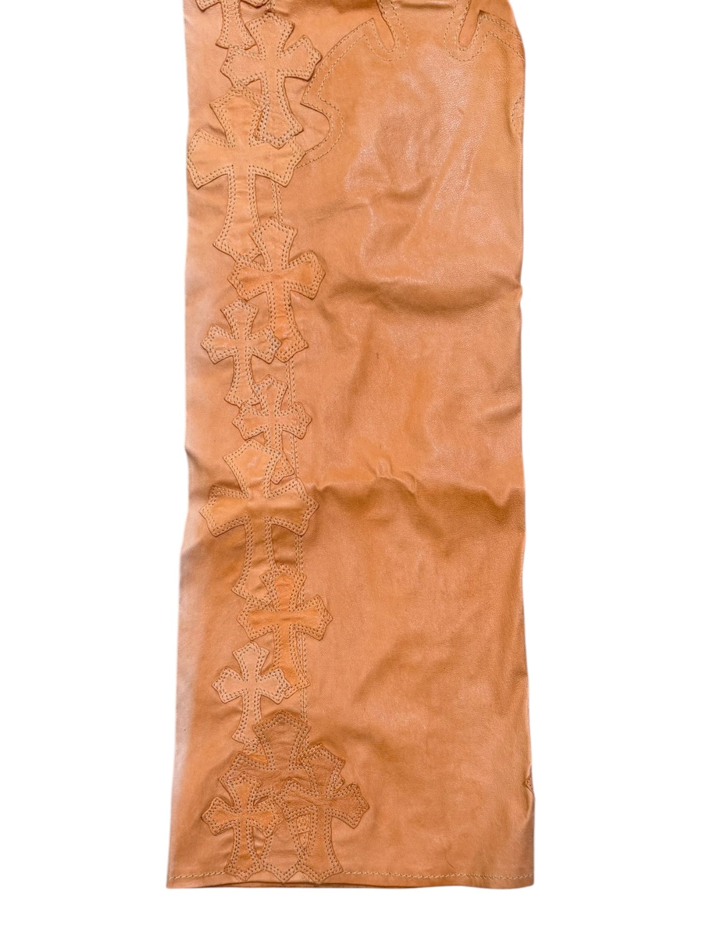 Chrome Hearts Orange Cross flooded Leather Pants