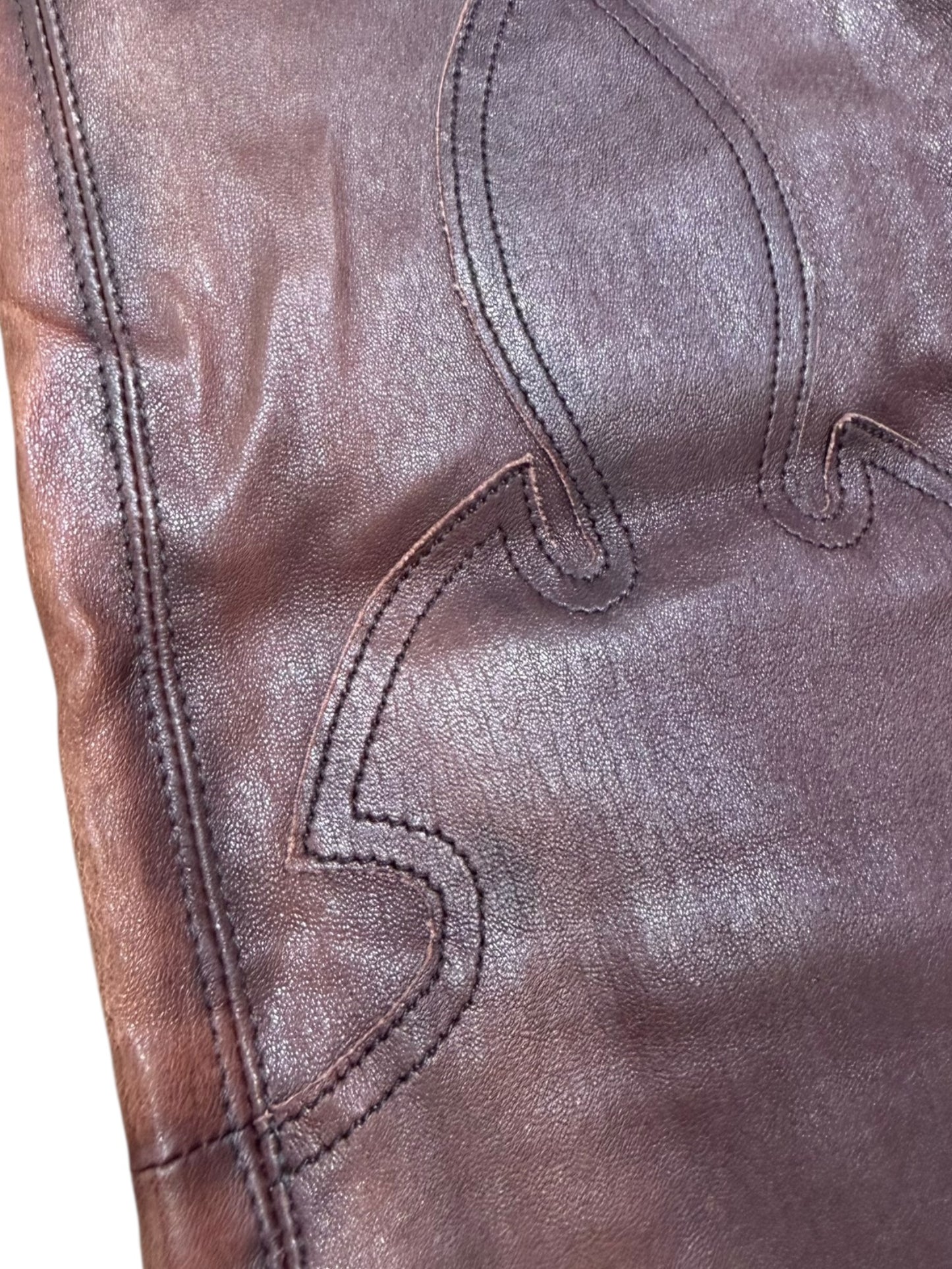 Chrome Hearts Brown Fleur Leather Pants