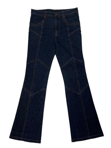 Prada Dark Wash Flared Jeans – Contrast Stitch Denim, Size XS / IT 38 / US 6