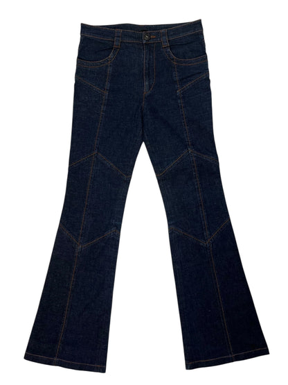 Prada Dark Wash Flared Jeans – Contrast Stitch Denim, Size XS / IT 38 / US 6