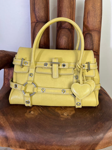 Vintage Luella Gisele Bag – Yellow Leather with Heart Charm, Early 2000s Iconic It-Bag