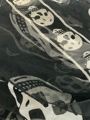 Alexander McQueen Skull Scarf – Black & White Silk Chiffon Iconic Print (Y2K Classic)