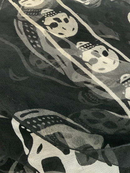Alexander McQueen Skull Scarf – Black & White Silk Chiffon Iconic Print (Y2K Classic)