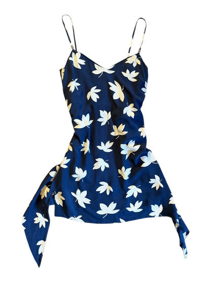 Versus Versace Leaf Print Asymmetric Dress