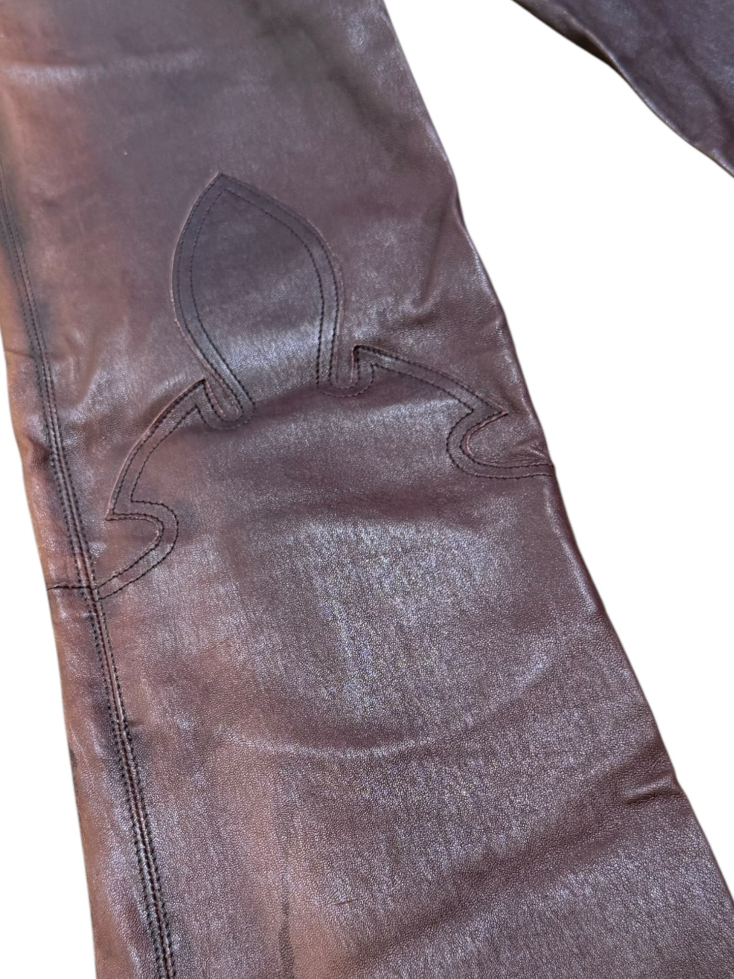 Chrome Hearts Brown Fleur Leather Pants