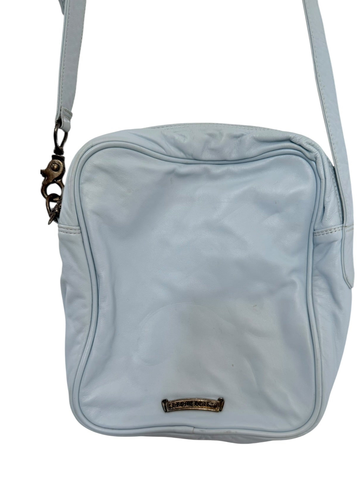 Rare Chrome Hearts light blue leather shoulder bag