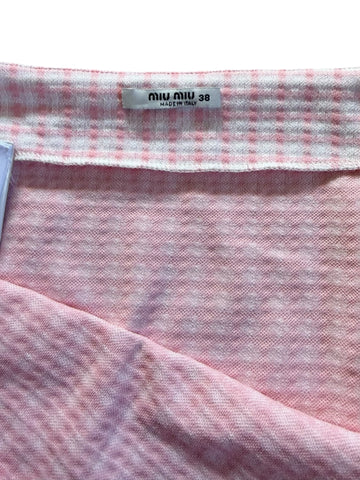 Miu Miu Pink Gingham Ruffle Mini Skirt