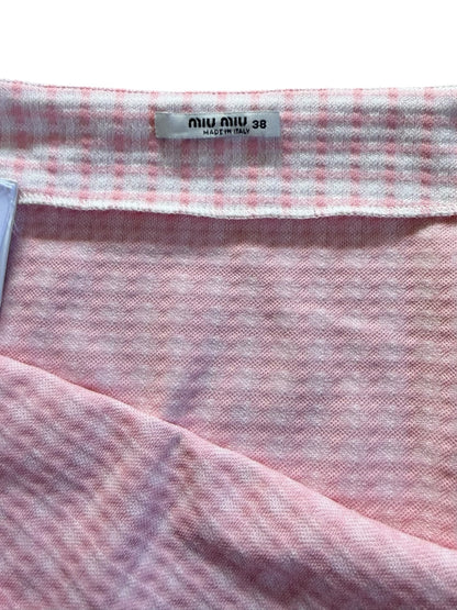 Miu Miu Pink Gingham Ruffle Mini Skirt