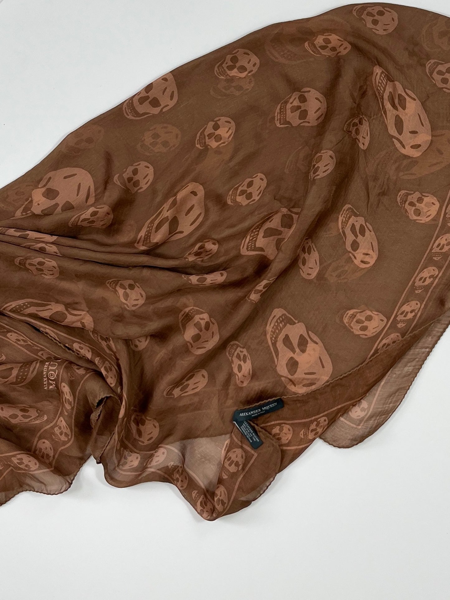 Alexander McQueen Skull Scarf – Brown & Pink