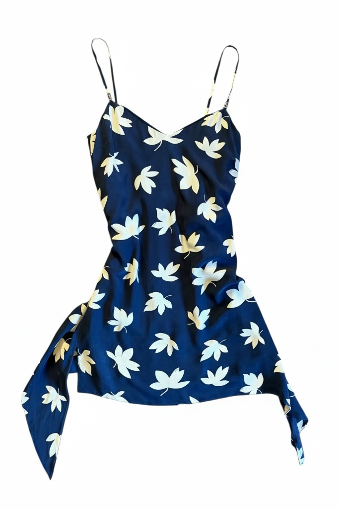 Versus Versace Leaf Print Asymmetric Dress