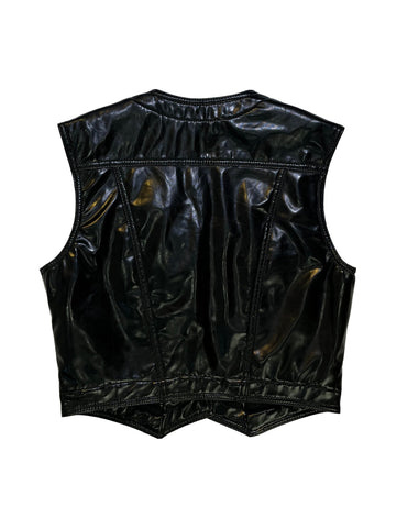 Vintage Versace Jeans Couture Black Patent Leather Vest