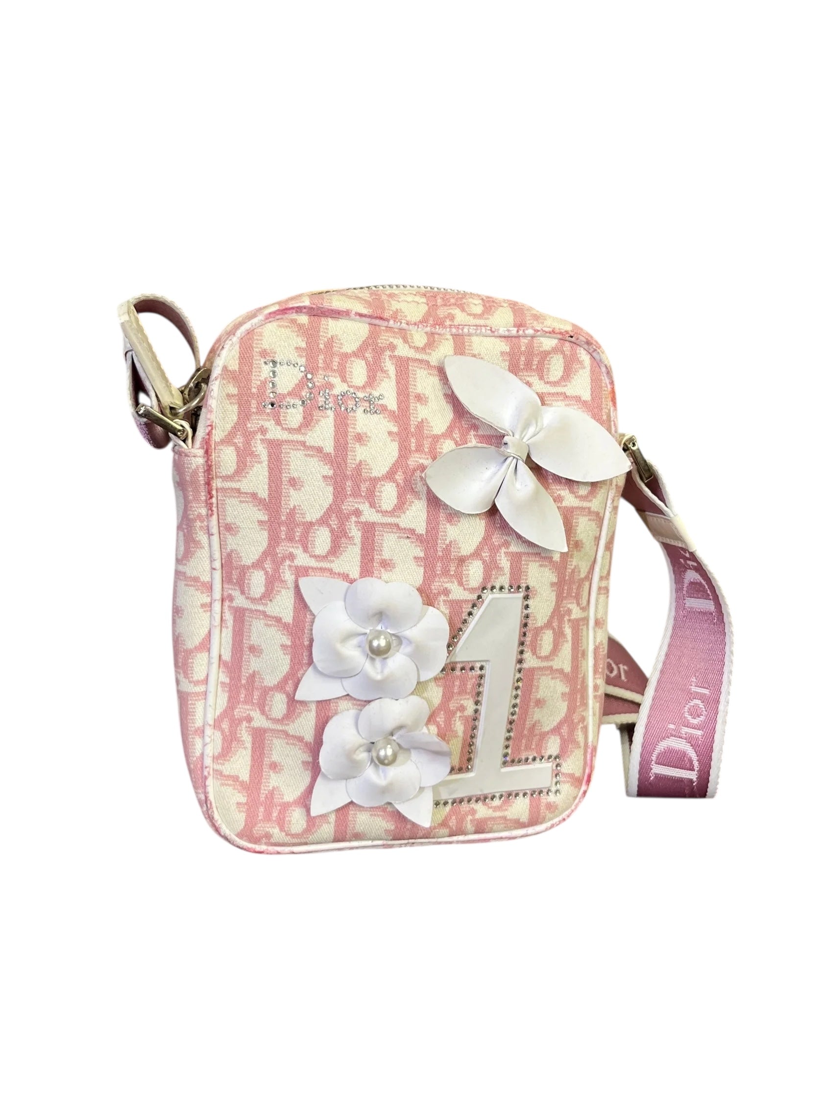 Vintage Christian Dior Pink Logo Crossbody Bag – Y2K Rhinestones