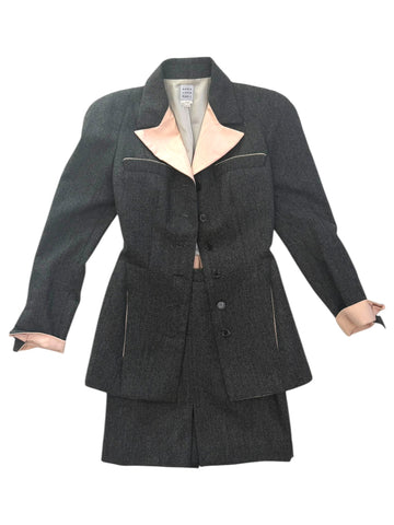 Hervé Léger Tailored Wool Jacket and Skirt Suit – Made in France – FR 38 / US 10
