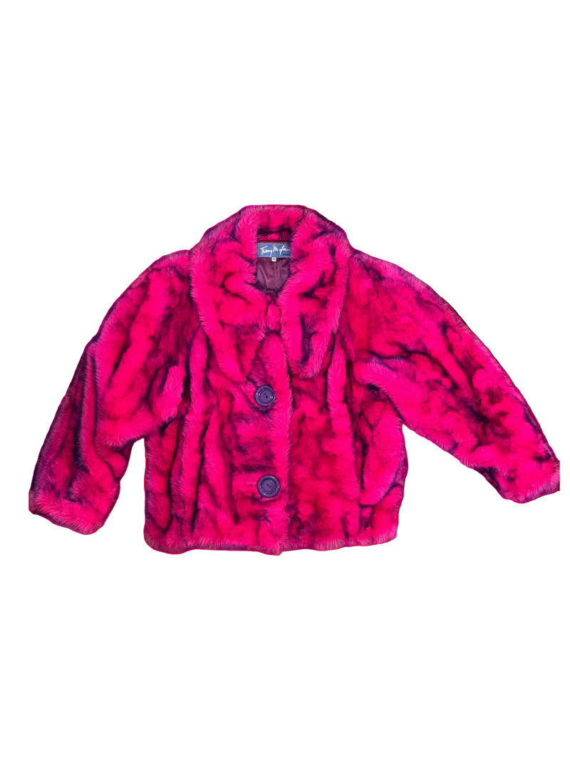 Rare vintage Thierry Mugler Paris faux fur jacket from the Fall/Winter 1985-86 collection