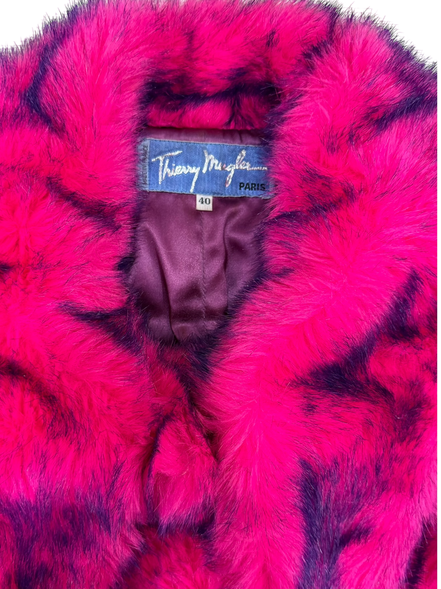 Rare vintage Thierry Mugler Paris faux fur jacket from the Fall/Winter 1985-86 collection