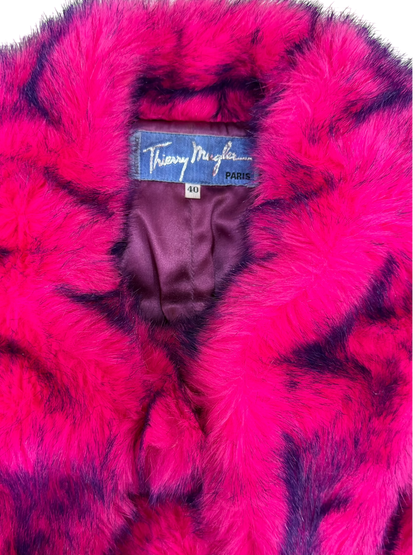Rare vintage Thierry Mugler Paris faux fur jacket from the Fall/Winter 1985-86 collection