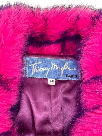 Rare vintage Thierry Mugler Paris faux fur jacket from the Fall/Winter 1985-86 collection