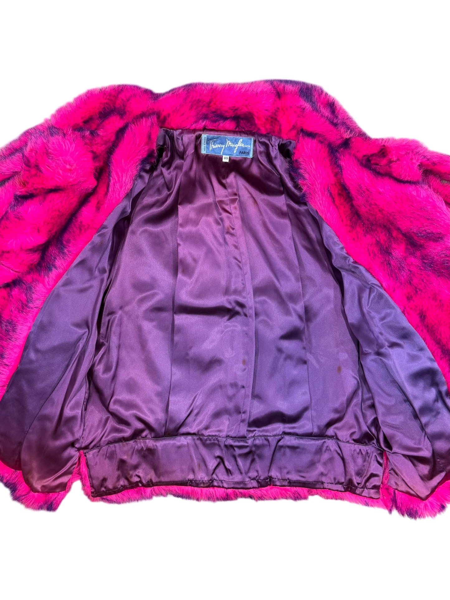 Rare vintage Thierry Mugler Paris faux fur jacket from the Fall/Winter 1985-86 collection