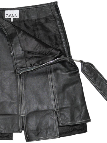 GANNI Leather Panelled Mini Skirt