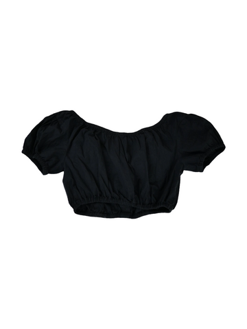 Archival Dolce & Gabbana Cropped Puff-Sleeve Top – Black Y2K Off-Shoulder Blouse (Made in Italy)