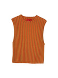 Eckhaus Latta Ribbed Knit Tank – Tangerine & Rust Stripe Cropped Sleeveless Top (Size S)