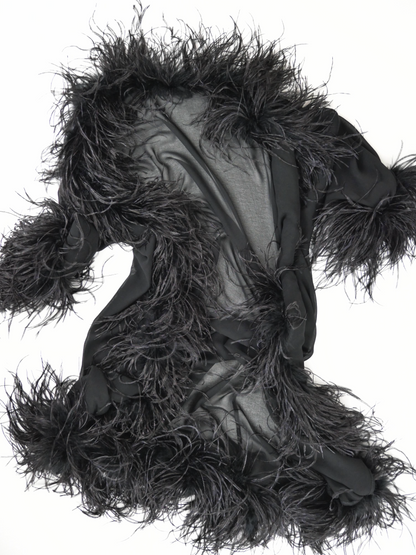 RENTAL ONLY - One-of-One Sheer Feathered Duster